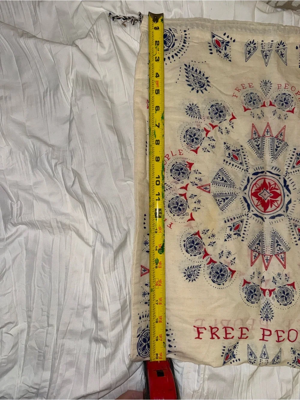 Free People Cream Wall Tapestry with Red & Navy Bandana Motif